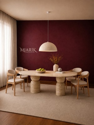 Miarik Design Levi-Traverten Mermer Yemek Masası