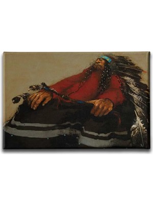 Kızılderili Erkek Portresi Dekoratif Kanvas Duvar Tablosu