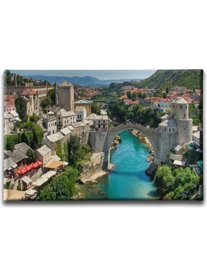 Mostar Köprüsü Manzara Kanvas Duvar Tablosu
