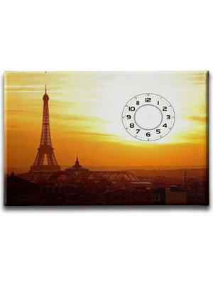 Paris Saatli Dekoratif Duvar Tablosu
