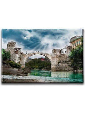 Mostar Köprüsü Manzara Kanvas Duvar Tablosu