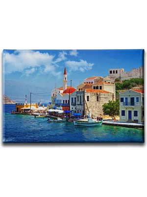 Sahil Kasabasi Dekoratif Kanvas Duvar Tablosu