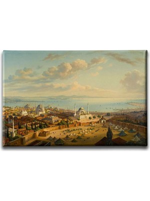 Eski Istanbul Yağlı Boya Sanatsal Kanvas Duvar Tablosu