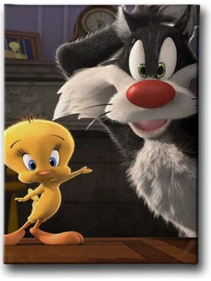 Tweety ve Kedi Çocuk Odası Kanvas Duvar Tablosu