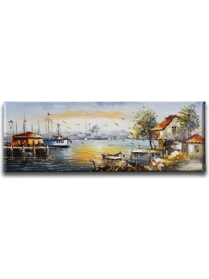 Eski Istanbul Manzara Panoramik Kanvas Duvar Tablosu