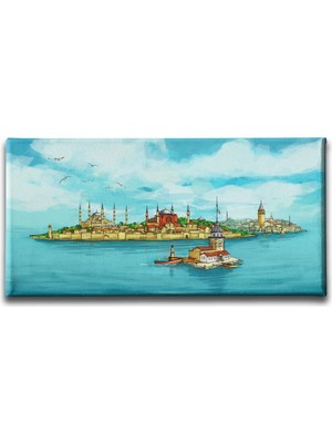 Istanbul Panoramik Kanvas Duvar Tablosu