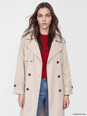 LC Waikiki Lcw Modest Bej Kuşaklı Kadın Gabardin Trençkot