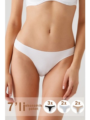 Pierre Cardin 7'li Ekonomik Paket 2071 No Show Iz Belli Etmeyen Pamuklu Basic Tanga