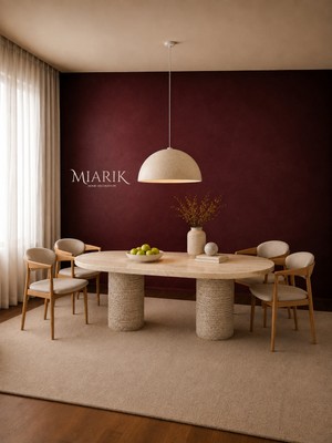 Miarik Design Mirage-Traverten Mermer Yemek Masası