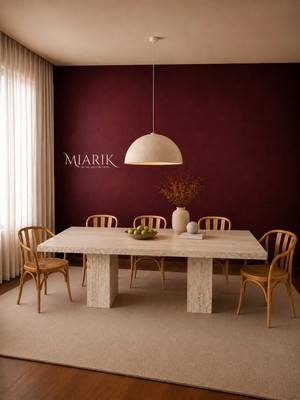 Miarik Design Patakordutraverten Mermer Küp Ayak Yemek Masası
