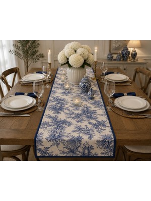 Calina Home Fransız Köylü Vintage Desen Runner (Duck Kumaş)