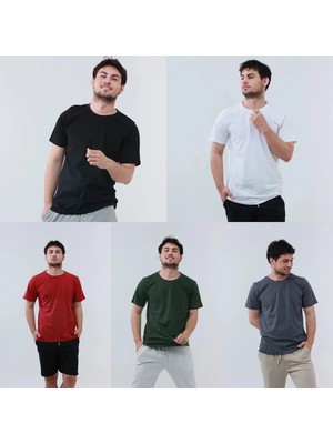 TKT Erkek 5 Adet Regular Kalıp T-Shirt  Rahat Kalıp
