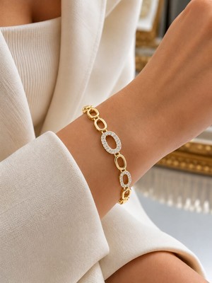 Livaz Accessories Kadın  Çelik Bileklik  Kararmaz  14K Altın Renk Vip Seri Ithal Halka Bileklik