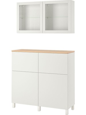 Hobiurun Dolap Kombinasyonu, Beyaz-Şeffaf Cam, 120X42X240 Cm, Lappvıken/sındvık