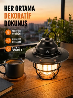 Hcc Trend Hafif ve Taşınabilir Retro Tasarım Kamp Lambası