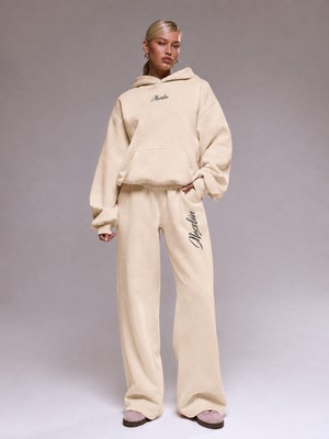 Unisex Kadın Erkek Tasarım Macklin  Yazı Baskılı Oversize 3 Iplik Kapüşonlu Sweatshirt ve Baggy Eşofman Altı