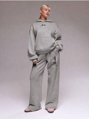 Unisex Kadın Erkek Tasarım Macklin  Yazı Baskılı Oversize 3 Iplik Kapüşonlu Sweatshirt ve Baggy Eşofman Altı