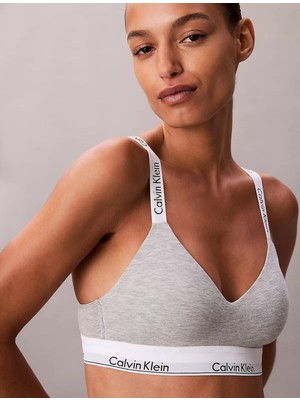 Calvin Klein Kadın Calvin Yazı Detay Askılı Slim Fit Çıt Çıt Kapama Yumuşak Kumaş Gri Sütyen LV00QF8504-P7A