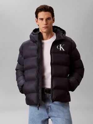 Calvin Klein Erkek Kapitoneli Kapüşonlu Su Tutmayan ve Nefes Alabilen Kumaş Ördek Tüyü Dolgulu Lacivert Mont LV04RG513G-CEF