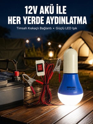 TeknoKapsül 12V LED Ampul Timsah Kıskaçlı Taşınabilir Aydınlatma