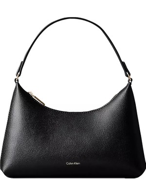 Kadın Ayarlanabilir Calvin Klein Yazılı Deri Fermuar Kapama Siyah Çanta LV04F3890G-332