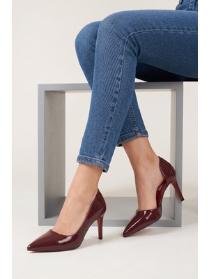 Modezya Leona Bordo Rugan Iç Kısmı Açık Sivri Burun Kadın Stiletto