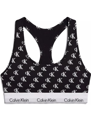 Calvin Klein Kadın Kare Yaka Lastikli Dar Calvin Yazı Desenli Siyah3 Bralet LV00QF8493-JGJ