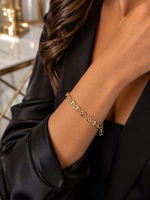 Livaz Accessories Kadın  Çelik Bileklik  Kararmaz  14K Altın Renk Vip Seri Ithal Livia Gold Zincir Bileklik