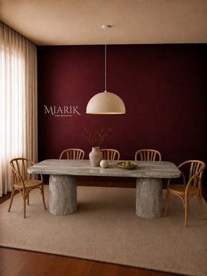 Miarik Design Bombe-Silver Traverten Mermer Yemek Masas