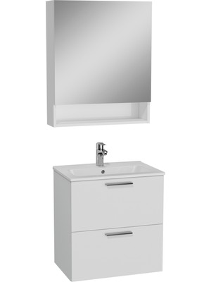 VitrA 66049 Mia Banyo Dolabı Seti, 60 cm, 2 Çekmeceli, Parlak Beyaz