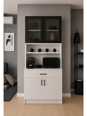 T Designo Re Çok Amaçlı Dolap-Mikrodalga-Erzak-Airfryer-Mutfak-Kiler Dolabı-Kahve Köşesi - 90 cm
