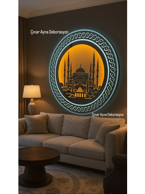 Quattro Home  Yuvarlak Dekoratif Cam Desenli Duvar Aynası