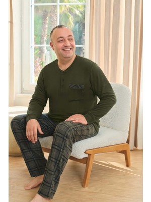 Aydoğan Erkek Emir Büyük Beden Kışlık Termal Yeşil Pijama Takımı 0753
