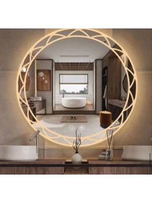 Quattro Home  Dokunmatik Dimmer Özellikli Yuvarlak LED Işıklı Dekoratif Ayna