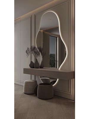 Quattro Home  Asimetrik Formlu Dokunmatik Dimmerlı Işıklı Ayna