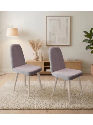 Uvi Collection Vina Mini 2'li Sandalye Sedef Krem Gri
