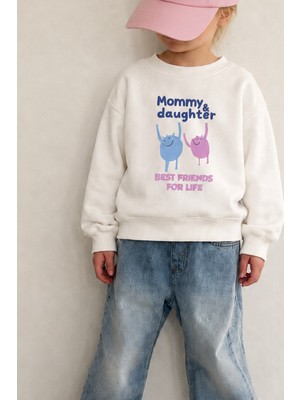 Monila Kız Çocuk Pamuklu Bisiklet Yaka Anne Kız Baskılı T-Shirt