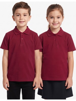 Secret Touch 2'li Paket Çocuk Kız Erkek %100 Pamuk Kısa Kollu Polo Yaka Okul Tişörtü