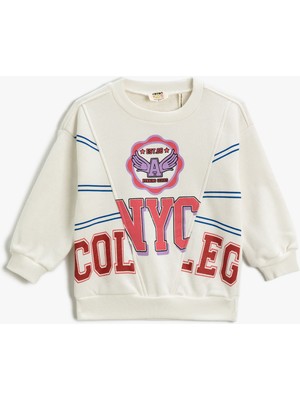 Koton Kolej Baskılı Sweatshirt Bisiklet Yaka
