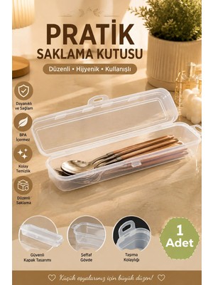 Porsima TE-192 Şeffaf Çok Amaçlı Çatal Bıçak Kaşık Taşıma Saklama Kabı Makyaj Aksesuar Kutusu - Organizer