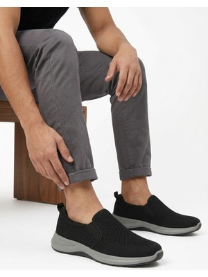 Tarzbu Erkek Siyah Bağcıksız Spor Ayakkabı - Nefes Alabilen Fileli Slip-On Günlük Yürüyüş Ayakkabısı TARZPOLI92