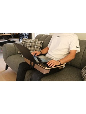 AKS Minderli Laptop Sehpası, Telefon ve Tablet Bölmeli, 33X55 cm