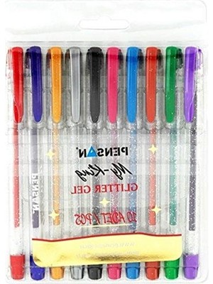 AKS Simli Jel Kalem Seti - 10 Renkli, Eğlenceli Yazım Deneyimi