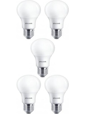 AKS 5 Adet 8W (60W) Beyaz LED Ampul, 6500K, Enerji Tasarruflu