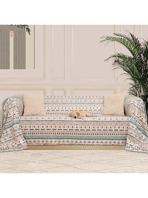 AKS Boho Etnik Desenli Mikrofiber Koltuk Örtüsü, Kaymaz 130X180 cm