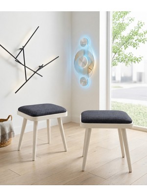 Uvi Collection Vina Mini 2'li Tabure Krem Antrasit