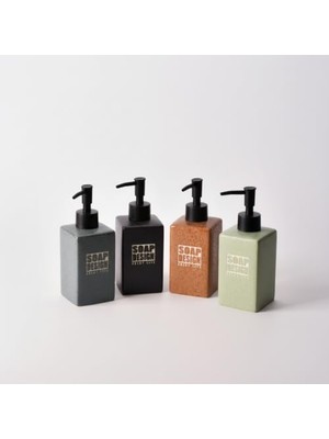 AKS Deconox 500ML Seramik Sıvı Sabunluk, Mat Taş Dokulu ve Kare Tasarım, Siyah Pompalı Banyo ve Mutfak Deterjan Dispenser (1 Adet - Asorti/karışık Renk Gönderilir)