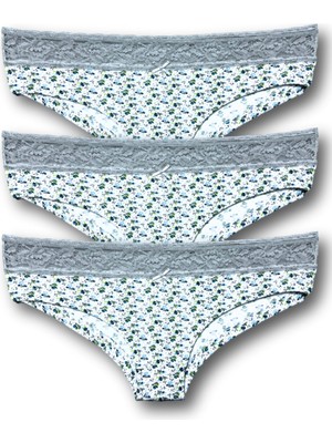 Berrak Beli Dantelli Kadın Bikini Külot 3'lü Paket
