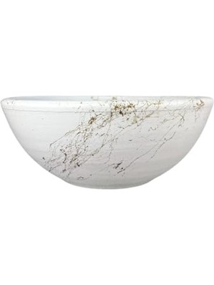 Beyaz Gold Mermer Efektli 20 cm Çapında Bitki Sunumluk Saksı