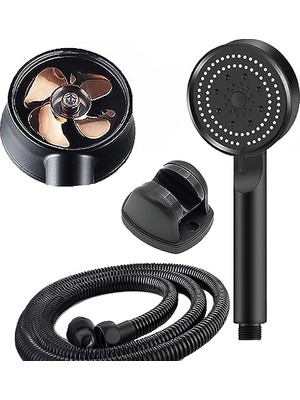 AKS Turbo Pervaneli 5 Fonksiyonlu Duş Başlığı Duş Hortumu 150 cm ve Mafsal Set